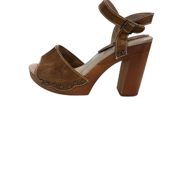 VINTAGE Sbicca Nansa WOOD HEELS PLATFORMS SZ 10 - Picture 2 of 5
